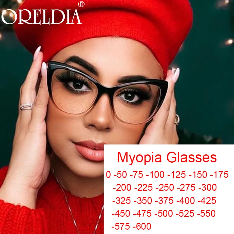 

Fashion Anti Blue Light Glasses Women Optical Glasses Frames Vision Minus -1 -2.5 -6 Cat Eye Transparent Computer Glasses UV400