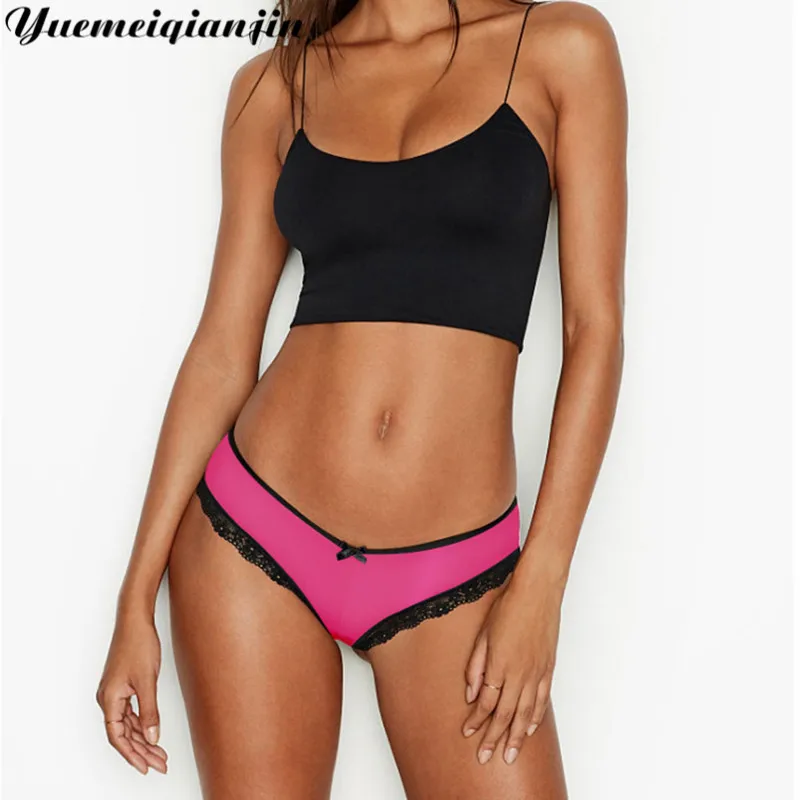 Сексуальные кружевные женские трусики контрастного цвета модные