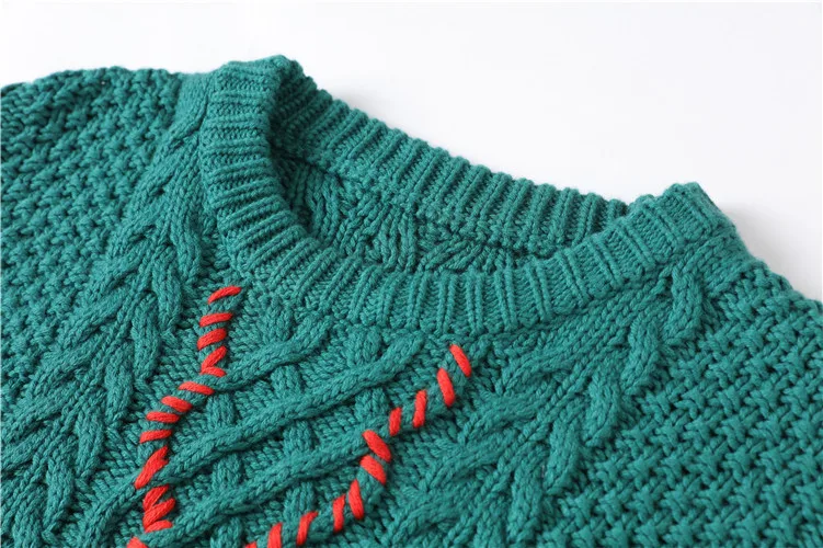 Женский зеленый укороченный свитер сезон зима 2019 плотный теплый кружевной