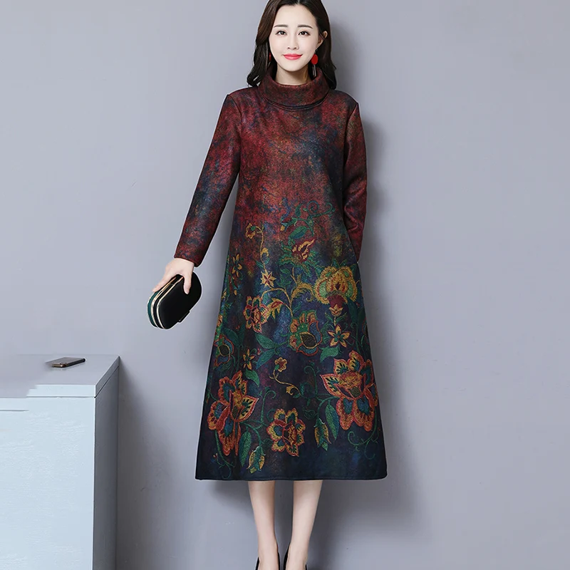 2019 новое осенне-зимнее элегантное стильный принт в китайском стиле плюс