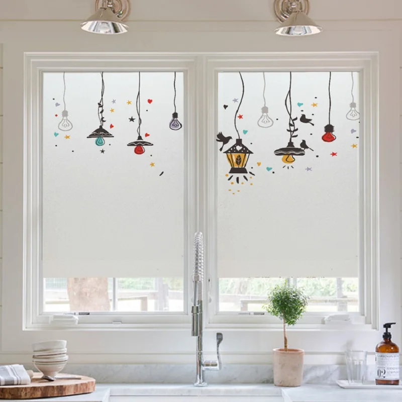 Оконная пленка индивидуального размера статическая липкая лампа с рисунком