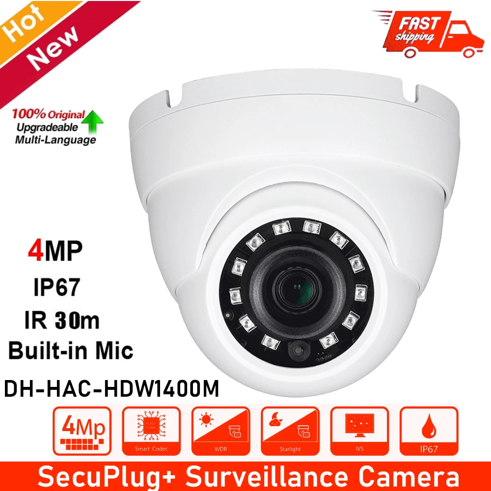 

DH Original International Version HAC-HDW1400M-S4 HDCVI Camera Analog Camera Smart IR 4MP HDCVI IR Eyeball Camera