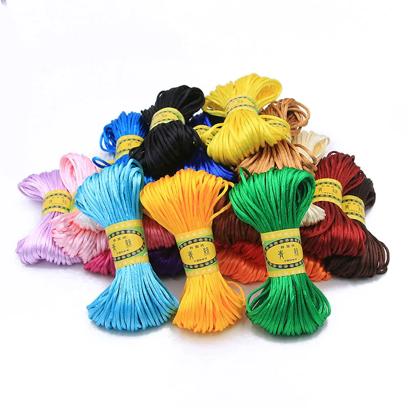20 Meter 2mm 25 Color Chinese Knot Cord Rattail Satin Braided For DIY Jewelry Findings Accessories Making Material Bracelet