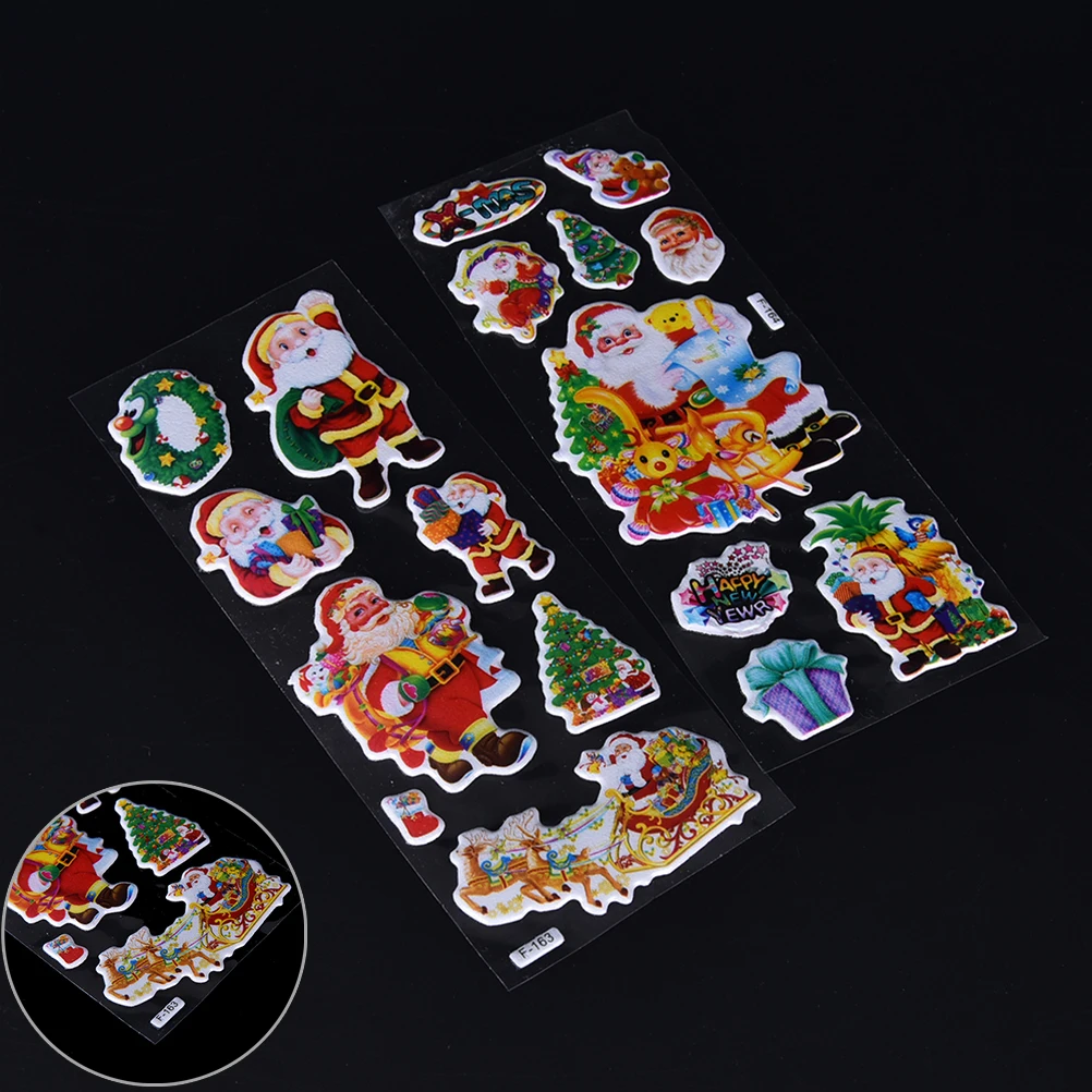 

5 Sheets 3D carton bubble sticker of Merry Christmas santa claus puffy stickers for kids birthday present