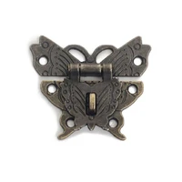 200pcs butterfly design antique bronze hasp latch jewelry wooden box lock cabinet buckle case locks hardware
