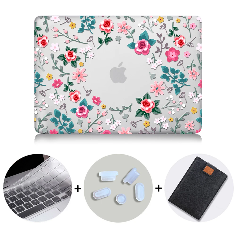 MTT чехол с цветами и кристаллами для Macbook Air Pro retina 11, 12, 13, 15, твердый цветочный чехол для mac book Pro 13,3 дюймов, сумка для ноутбука - Цвет: MB01