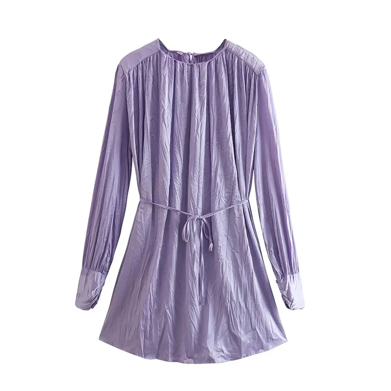 

Nlzgmsj Za Women 2022 New Fashion Spring French Style Pleated Long Sleeve Spring Bodycon Lace Up Waist Dresses 202201