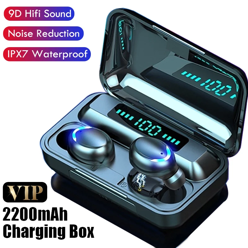 

F9 Tws Bluetooth Earphones 2200mah Charging Box Wireless Headphones Touch Control 9D Stereo HIFI Earbuds IPX7 Waterproof Headset