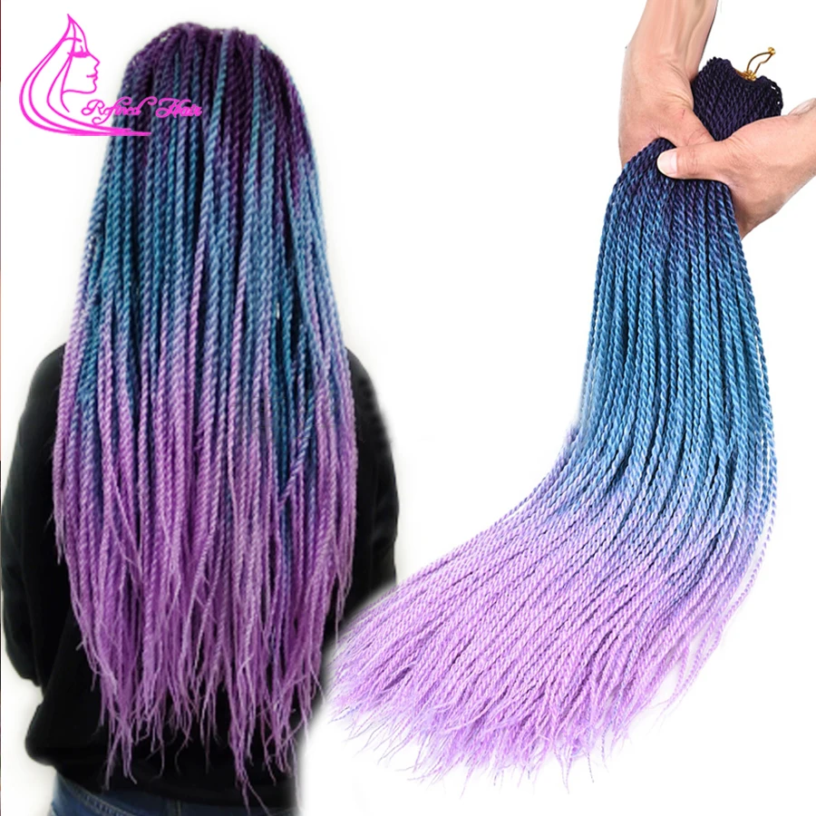 Женские синтетические плетеные косы синие фиолетовые зеленые для наращивания 24