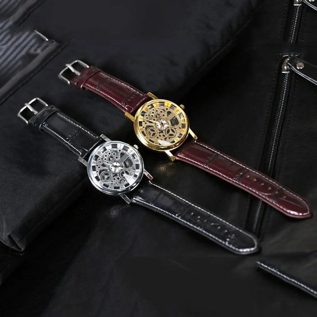 2018 горячая распродажа мужские часы из ПУ кожи Сплав Мужские модные нержавеющей