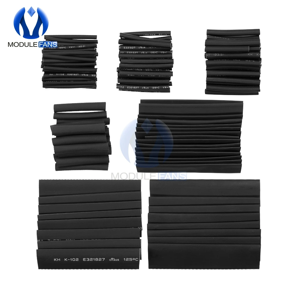 127 шт. термоусадочные трубки для автомобильных кабелей 7 28 м черные 2:1|tube heat shrink