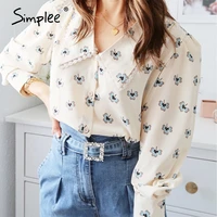 simplee vintage floral print blouse women casual long sleeve female top shirt v neck streetwear office ladies blouse shirt 2020