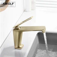 solid brass brushed gold bathroom basin sink faucet chrome deck mounted hot and cold black mixer water tap single hole ml8112