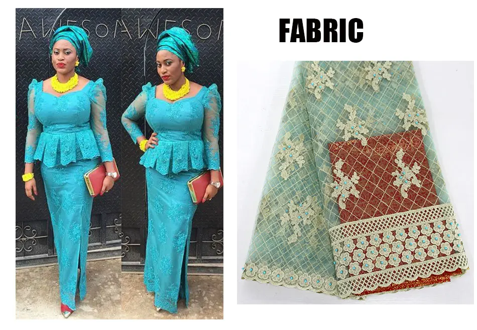 2 Pcs Set Fashion African Lace Dresses for Women Bazin Riche Africa Style Traditional Long Sleeve Skirt WY2438 | Тематическая