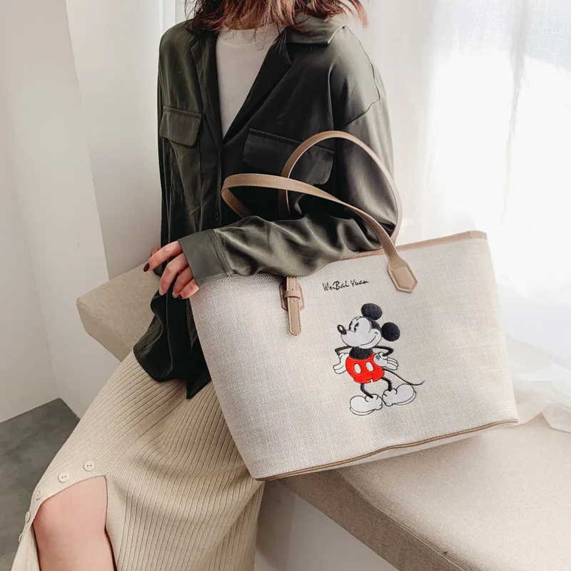 Женская Холщовая Сумка Bolsa Feminina вместительная сумка с Микки из мультфильма