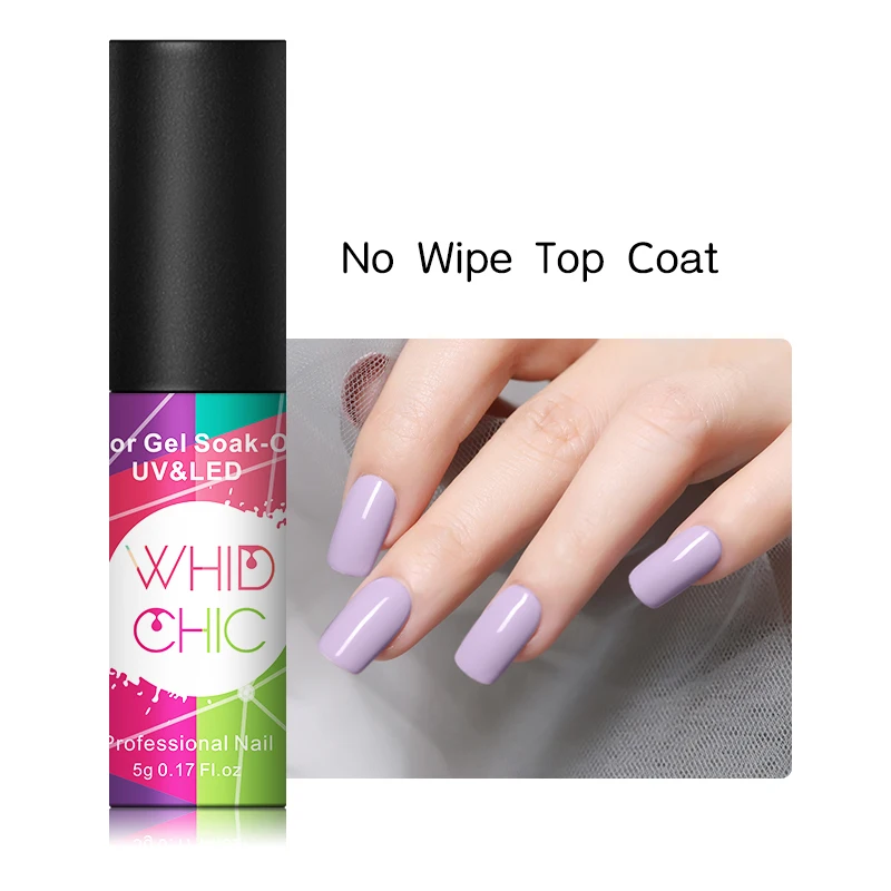No Wipe Top Coat WHID CHIC 1 бутылка 5 мл Блестящий цветной Гель-лак для ногтей Блестящие Блестки долговечный впитывающий УФ-гель для ногтей для самостоятельного дизайна ногтей - Цвет: No Wipe Top Coat