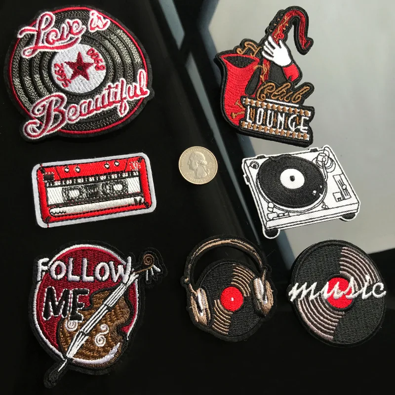 Новинка нашивки для музыкального домика гитары вышитая аппликация шитья утюгом