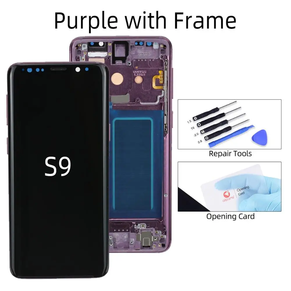 AMOLED Дисплей для SAMSUNG Galaxy S9 LCD G960 G960F S9 Plus LCD G965 G965F экран в сборе с тачскрином на рамке - Цвет: S9 Purple Frame