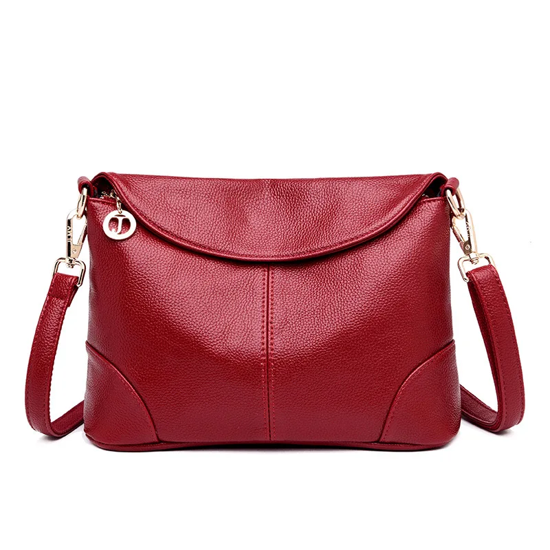 

2021 new women's bag fashion European and American soft leather simple one-shoulder diagonal small square bag