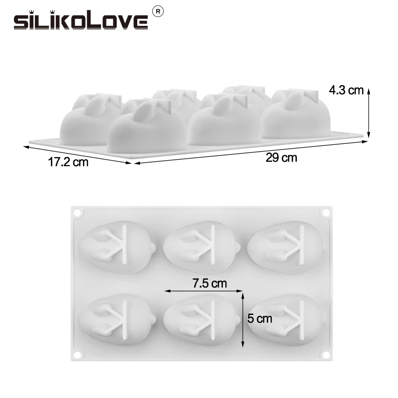 Силиконовая форма в виде пасхального кролика 3D для выпечки французского