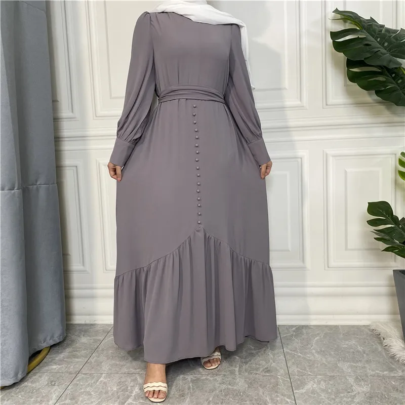 Мусульманское платье Wepbel Caftan с вышивкой, модная однотонная мусульманская абайя, Женский турецкий Рамадан, хиджаб, кафтан, мусульманская оде...