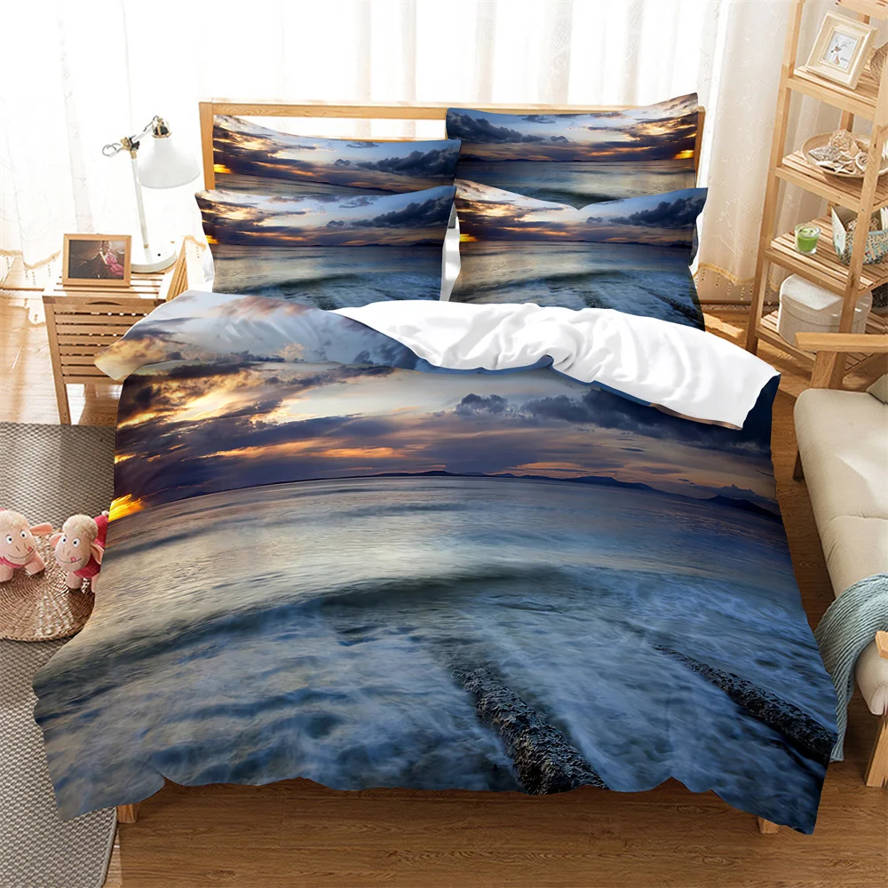 3D Ocean Bedding Set Queen Bedding Home Textiles Set Bedclothes Santa Duvet Cover Set Juego De Cama duvet cover set