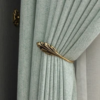 customized simple modern light green full blackout cloth curtains for living room bedroom balcony floor floating curtains