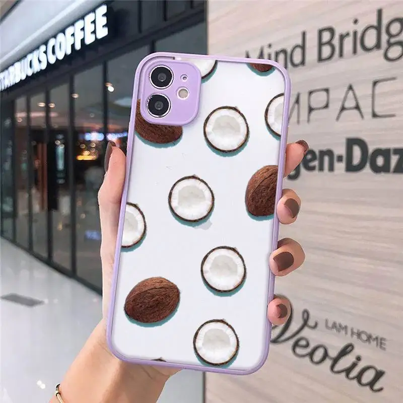 

coconut Cartoon funny fruit Phone Cases Matte Transparent for iPhone 7 8 11 12 s mini pro X XS XR MAX Plus cover funda