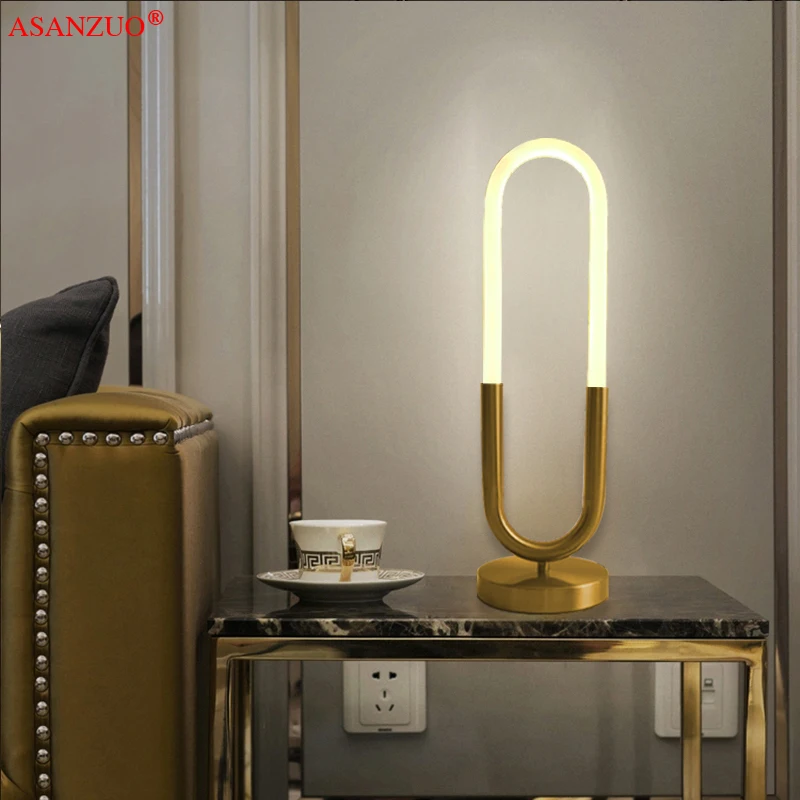 

Nordic creative LED Table Lamp 360 ° glow Bedroom Bedside Study Art decoration Simple U Shape lamp