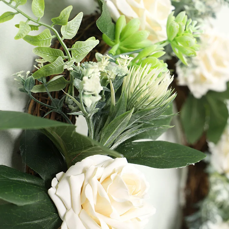 

Valentine's Day Wreath Circular Creative Artificial Flower Rose Bud Vine Circle Decorative Rose Wreath Spring Decoration