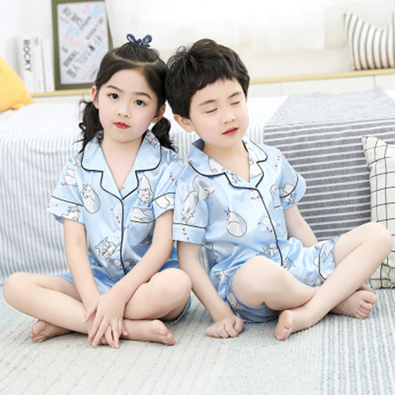 Новое поступление весенне летний пижамный комплект для мальчиков милый Шелковый