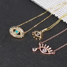 Женское Ожерелье с кулоном Турецкий глаз, длинная цепочка из разноцветного циркония, длинное ожерелье с кулоном, Изящные Ювелирные украшения, 2020