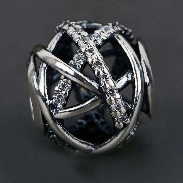 

Genuine 925 Sterling Silver Bead Sparkling Galaxy Openwork Beads Charm Fit pandora Women Bracelet & Necklace Diy Jewelry