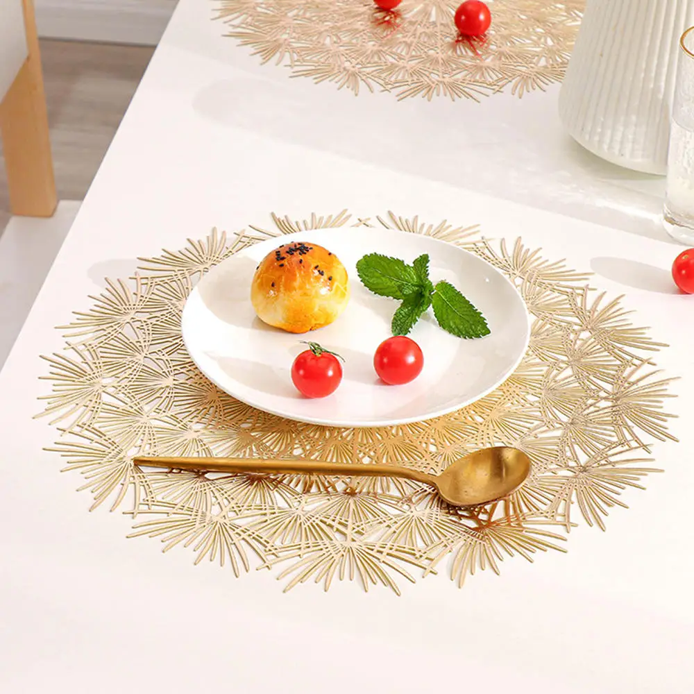 

Dandelion PVC Hollow Placemat Round Coaster Pads Heat Insulation Cup Mats Nordic Style Table Placemats Home Decor