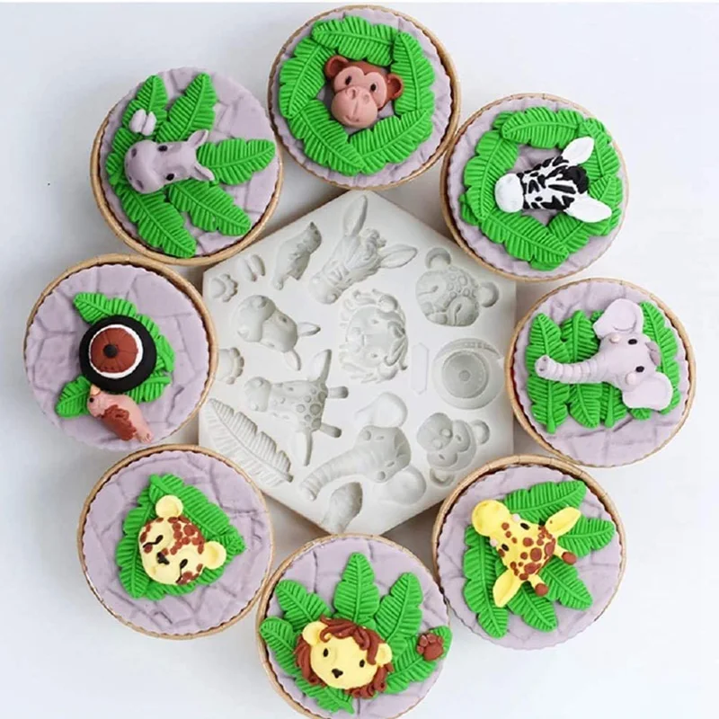 

D Animal Shape Fondant Cake Baking Silicone Mold Jungle Safari Animal Cake Mould Mousse Chocolate Cake Tools