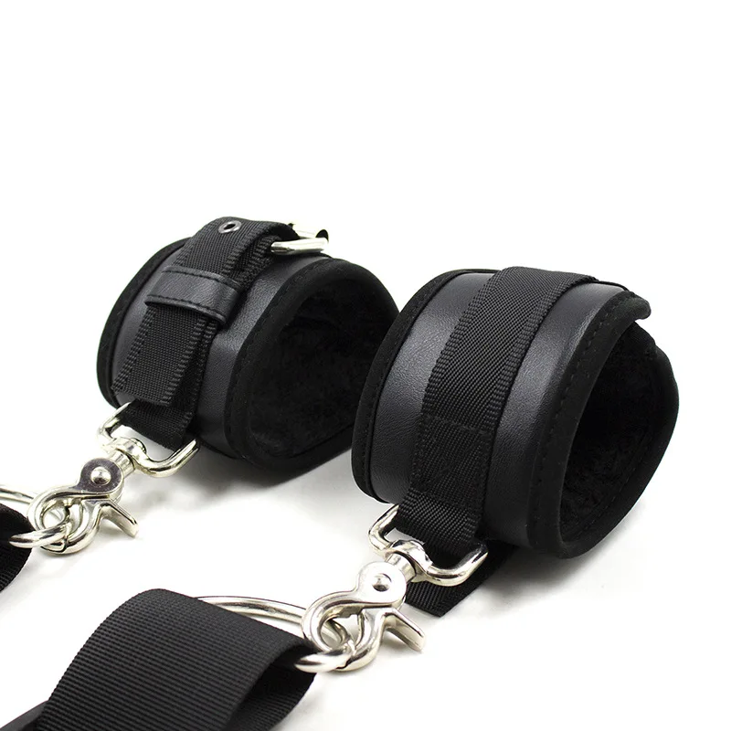 PU leather Handcuffs SM Game Adult Bondage Restraint Binding Erotic Toys Bundled sex toys Hanging door bondage |