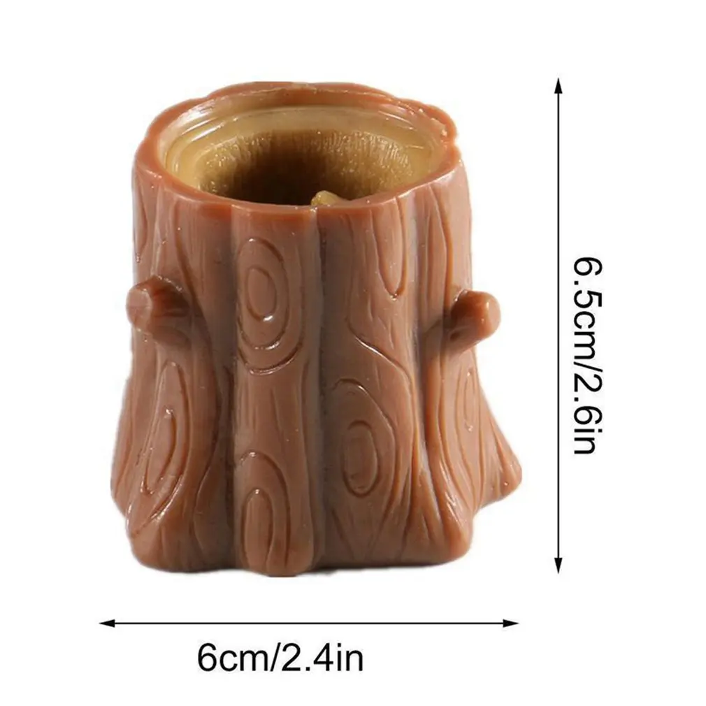 Squeeze Rubber Squirrel Cup Children's Toy Evil Decompression Tree Stump Oak Cute Miniature Telescopic Pen Holder Game Gift | Игрушки и