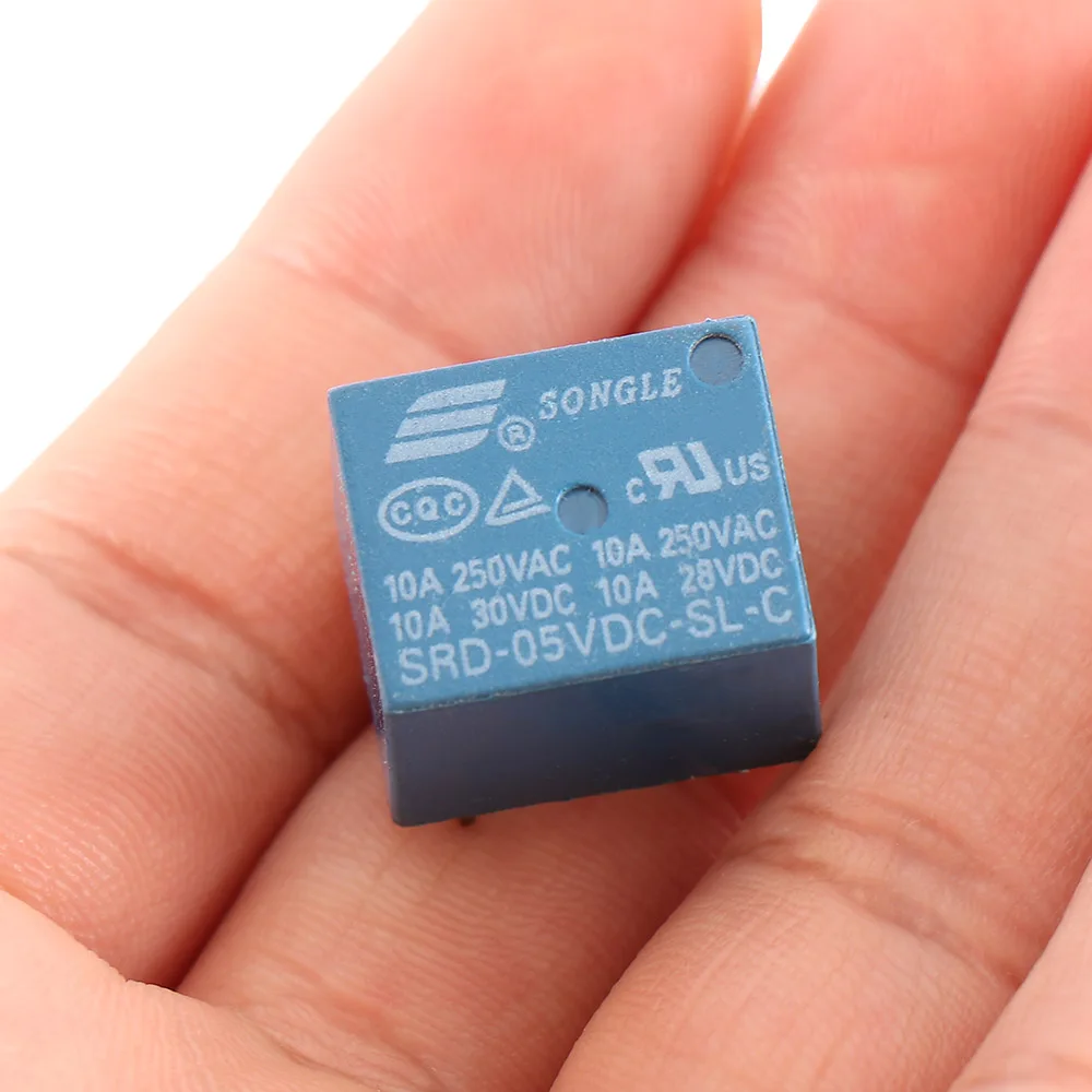 10 шт./лот мини-реле мощности 5 в постоянного тока SONGLE Тип печатной платы S250VAC/28VDC 10A