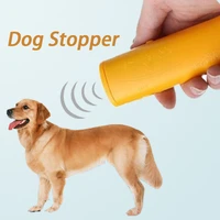 yellow ultrasonic dog repeller anti barking police training pet trainer led flashlight without battery dog training supplies