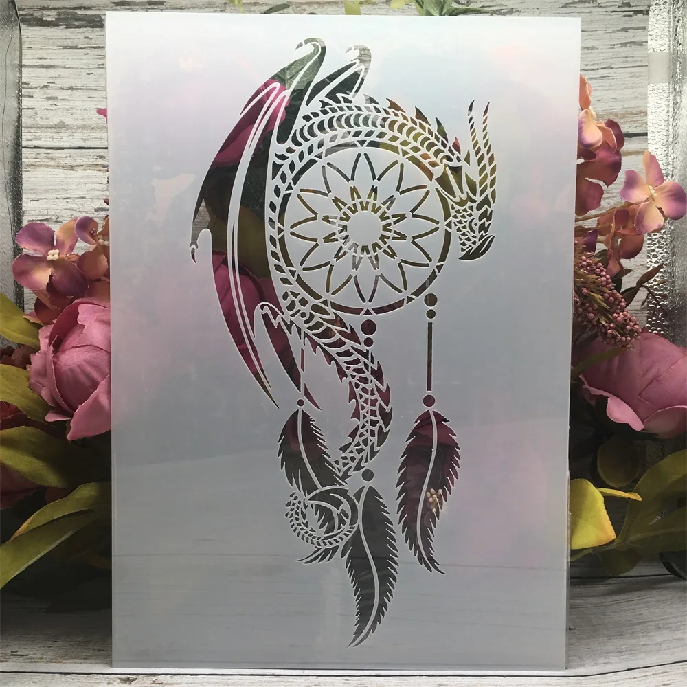 A4 29cm Mandala Dragon Wheel Tassel DIY Layering Stencils Wall Painting Scrapbook Coloring Embossing Album Decorative Template