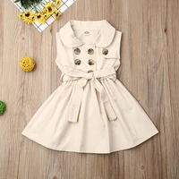 pudcoco newest fashion toddler baby girl clothes solid color sleeveless button dress princess party pageant autumn dress 1 6y