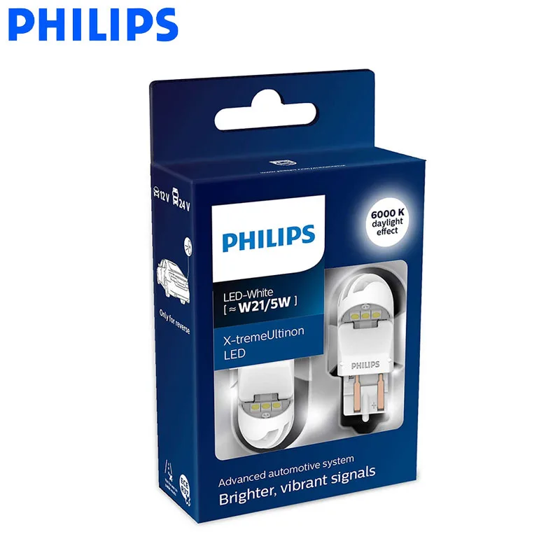 Philips X treme Ultinon светодиодный светильник gen2 W21/5 Вт T20 7443 12 в 6000 К белые автомобильные