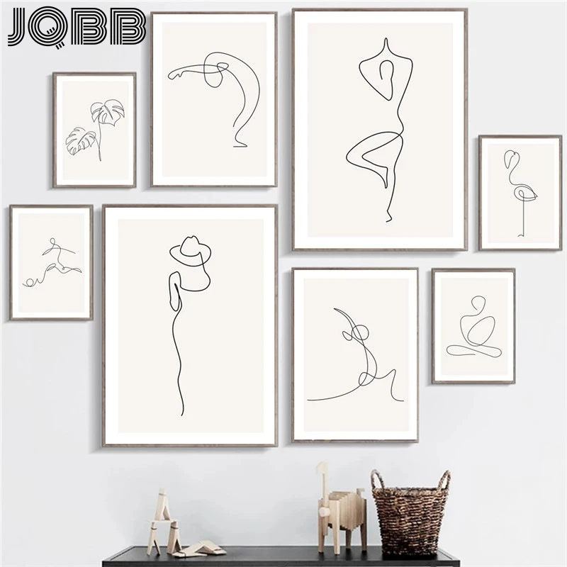 

Abstract One Line Art Figure Canvas Painting Abstract Wall Art Picture Minimalist Modern Poster And Print Home Living Room Decor