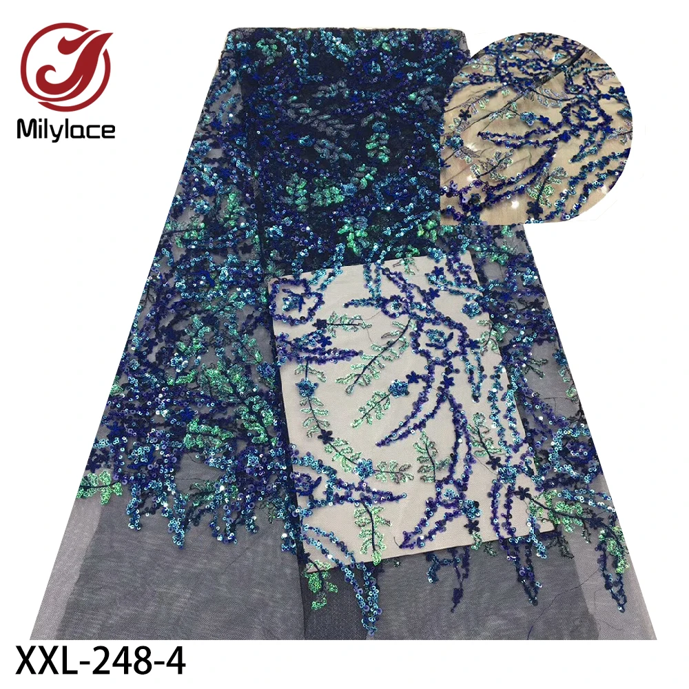 Latest Sequins Embroidered French Tulle Lace 2020 Afican Nigerian Fabric for Dress XXL-248 | Дом и сад