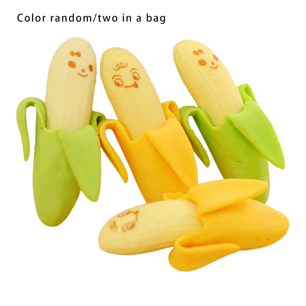 

Lightweight Environmentally Friendly Creative Cute 2pcs Banana Fruit Pencil Eraser Rubber Novelty