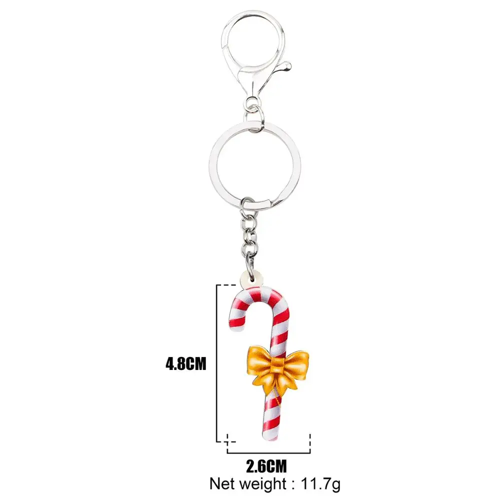 Bonsny акриловые Рождественский бантик-узел карамельный тростник брелок-кольцо