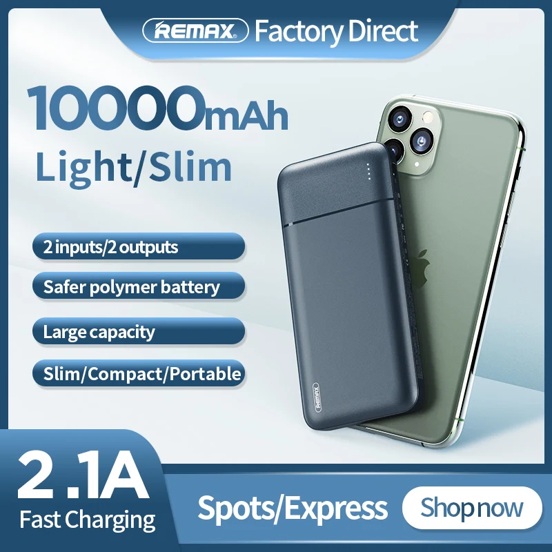 Remax Power Banks 3 External Battery Bank Quick Charge Fast Powerbank 10000mAh With USB Type C for Mobile Phone | Мобильные телефоны