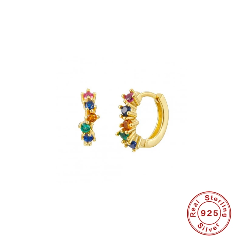 Женские серьги-кольца с кристаллами циркония из серебра 925 пробы | Украшения и