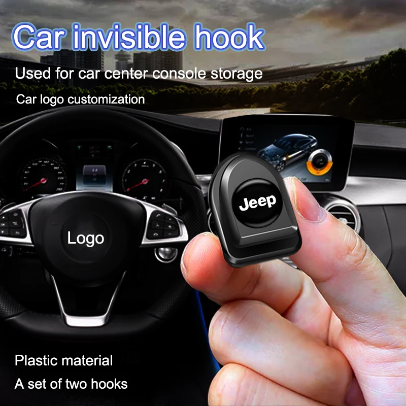 

Car Hook Organizer For USB Cable Headphone Key Storage Self Adhesive Wall Hooks For Jeep Grand Cherokee WK2 WJ SRT Compass 2018