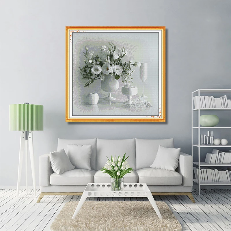 GG белая ваза узор Счетный вышивка крестом набор для рукоделия комплект 11CT14CT DIY